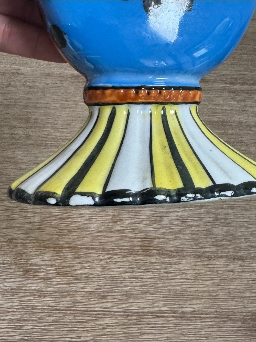 Vintage Sakuraware Japan Hand Painted Footed Fan Vase